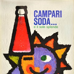 Original Vintage Drink Advertising Poster Campari Soda E Il Sole Splende Piatti