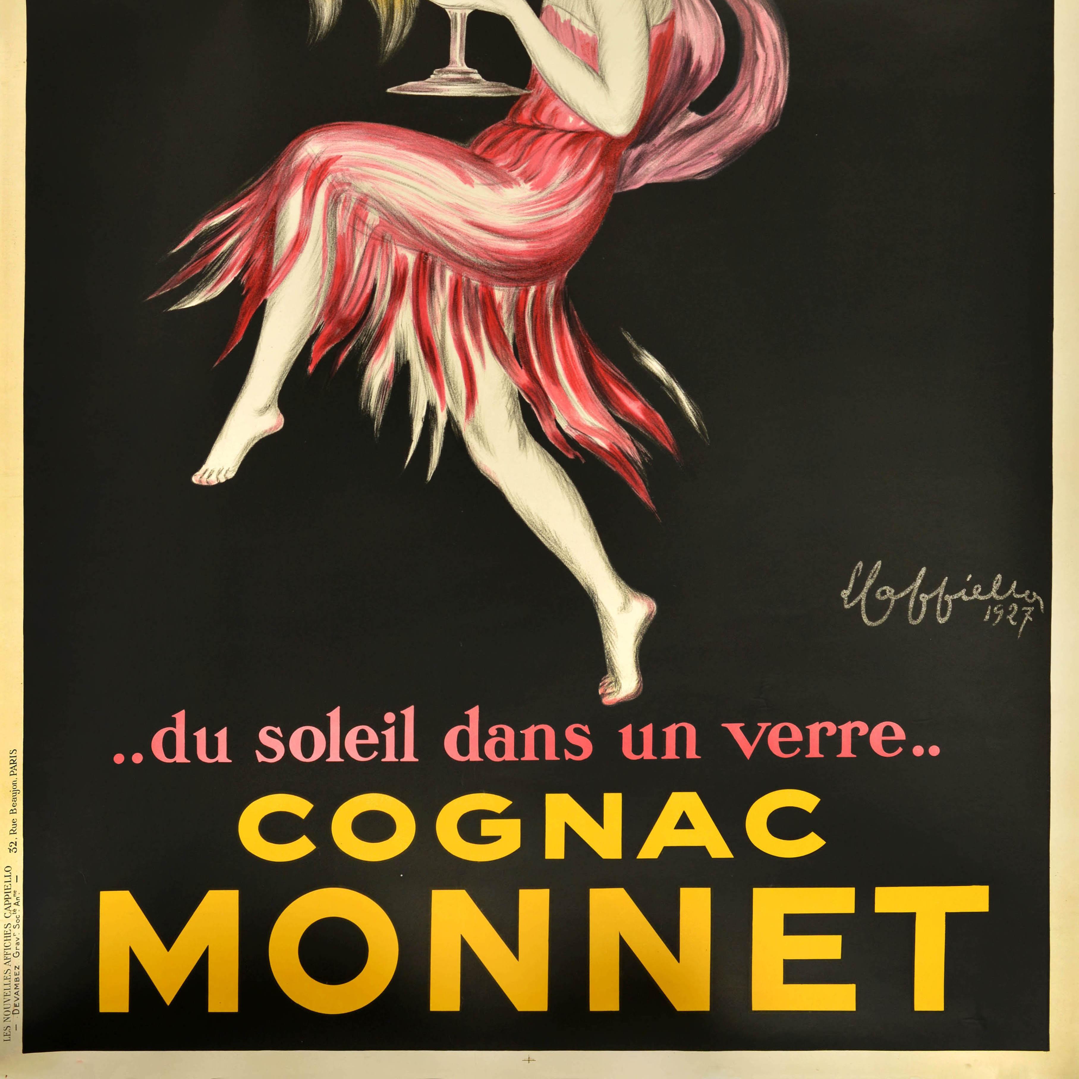 Original Vintage Drink Advertising Poster Cognac Monnet Leonetto Cappiello In Good Condition For Sale In London, GB