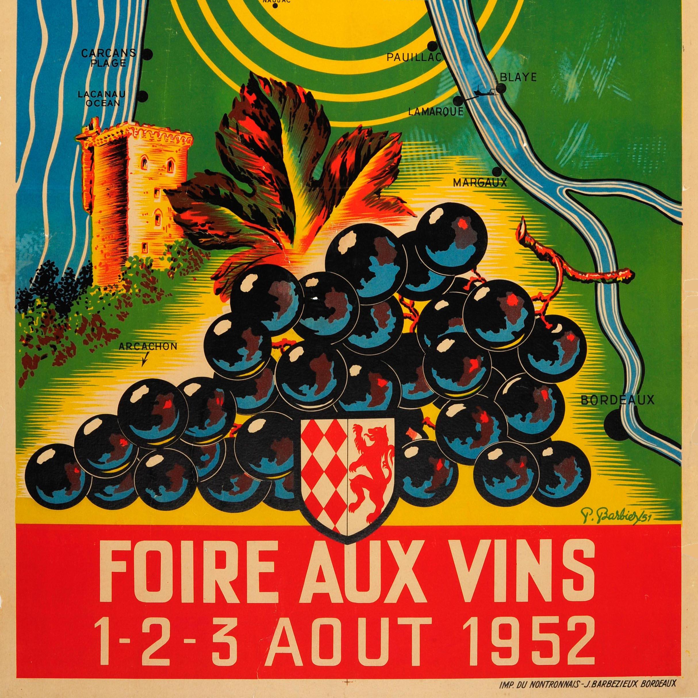 Français Affiche publicitaire originale de boisson vintage bordeaux Margaux Lesparre en vente