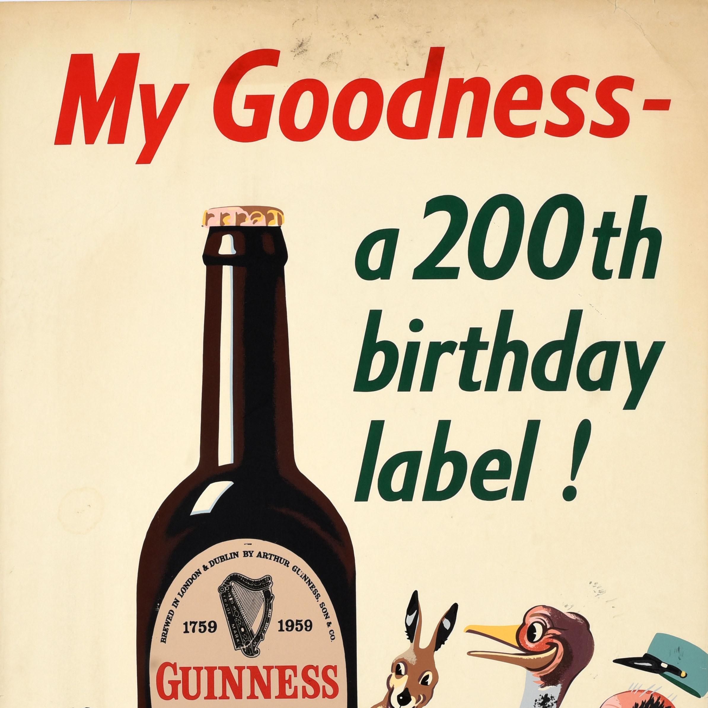 Original Vintage Drink Advertising Poster Guinness 200 Year Anniversary Gilroy (Britisch) im Angebot