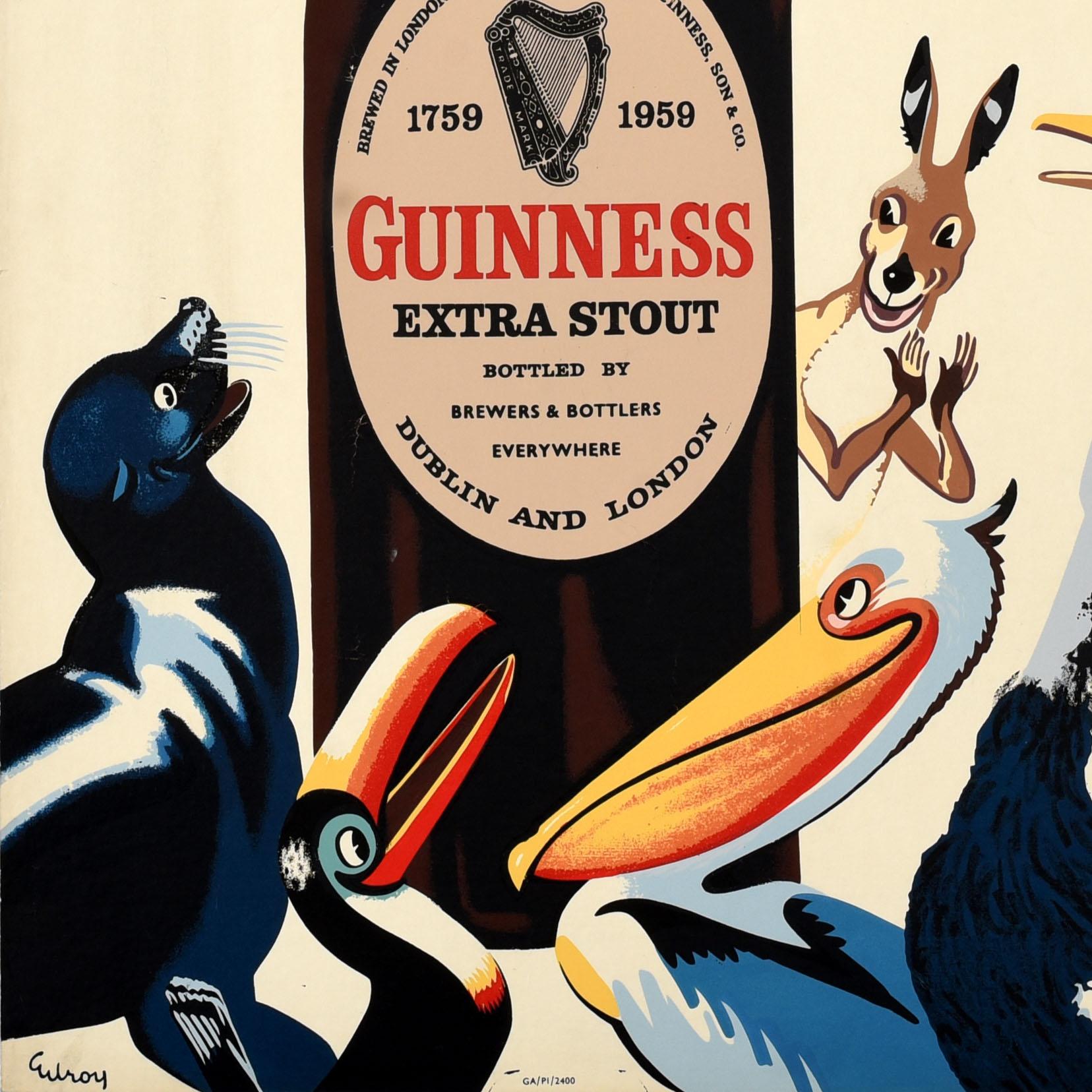 Original Vintage Drink Advertising Poster Guinness 200 Year Anniversary Gilroy (Mitte des 20. Jahrhunderts) im Angebot