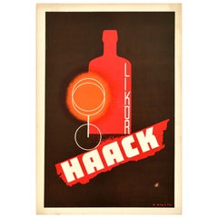 Affiche publicitaire originale vintage Haack Likor Liquor Hans Wagula Autriche