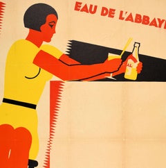 Original Vintage Drink Advertising Poster Ideal Citron Art Deco Water Lemon