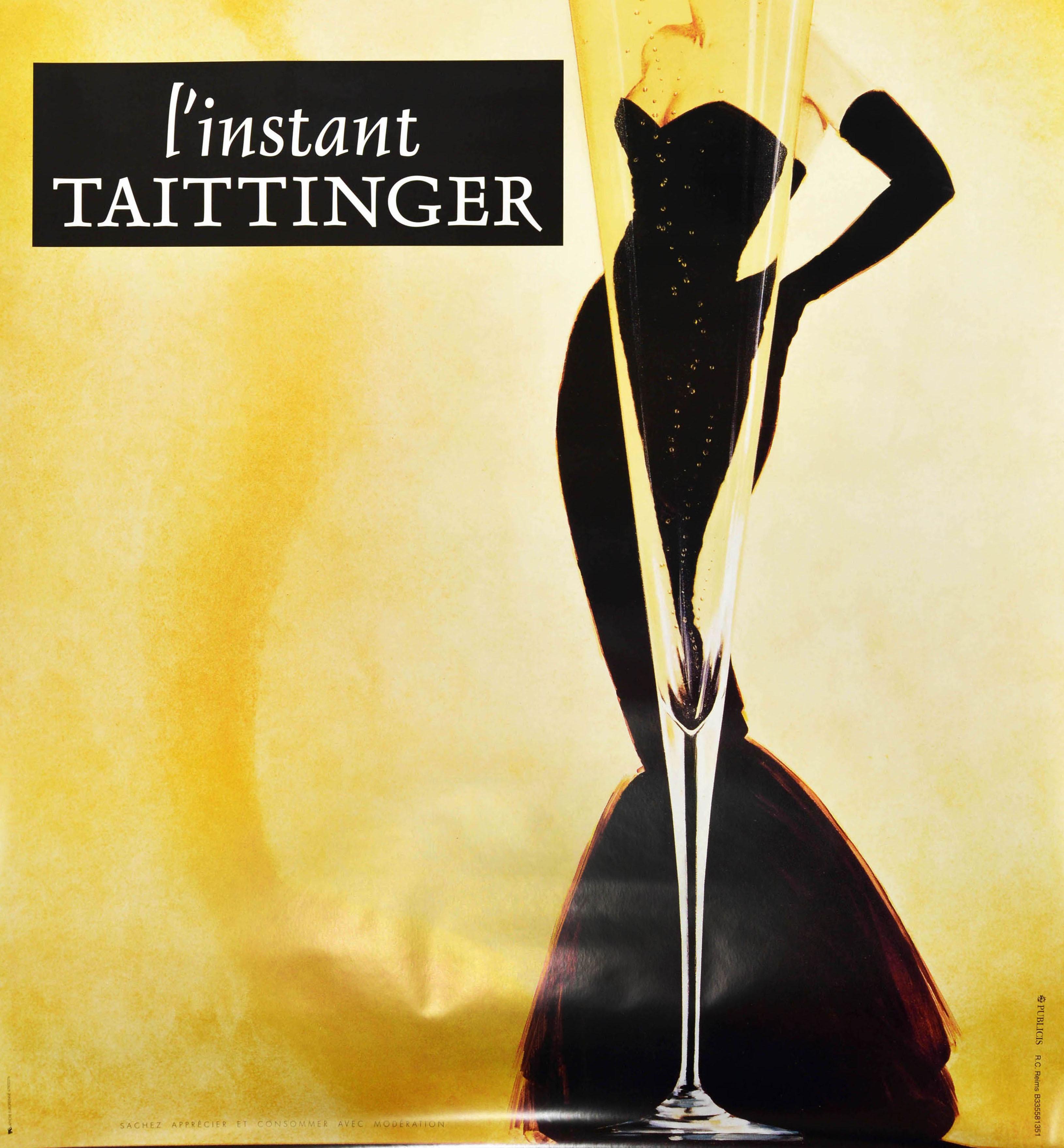 Original Vintage Drink Advertising Poster L'instant Taittinger Champagne Design In Excellent Condition For Sale In London, GB