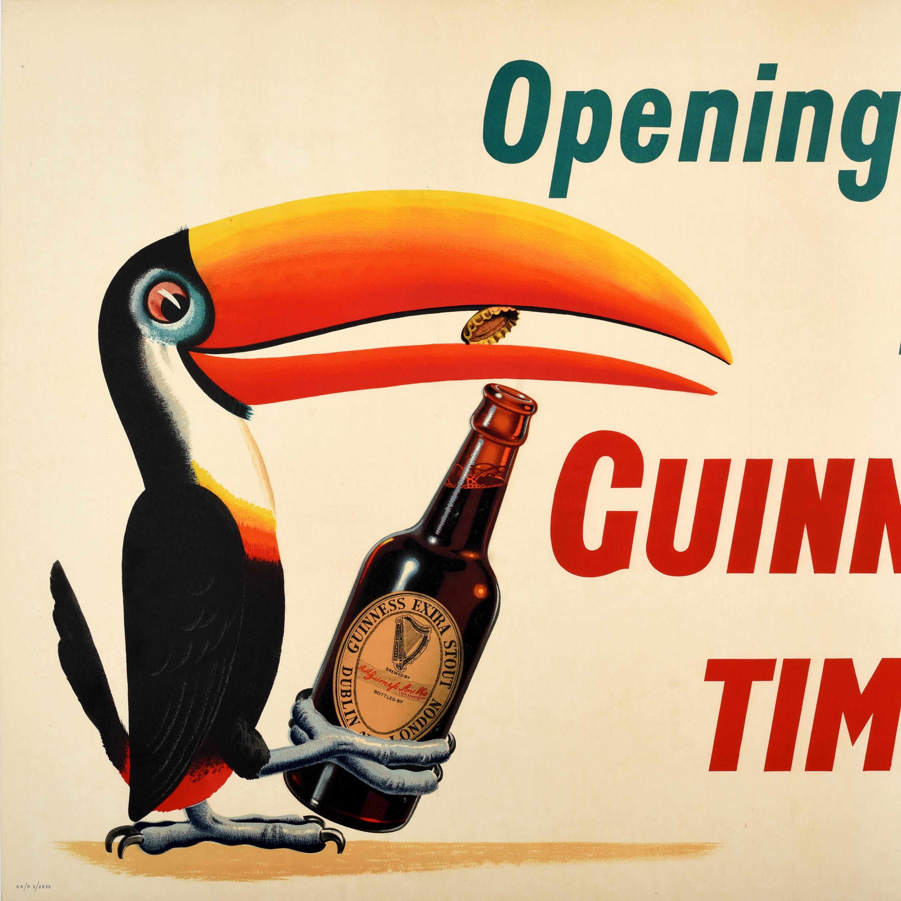 Original-Vintage-Werbeplakat für Getränke, Öffnungszeit für Guinness-Getränke (Britisch) im Angebot