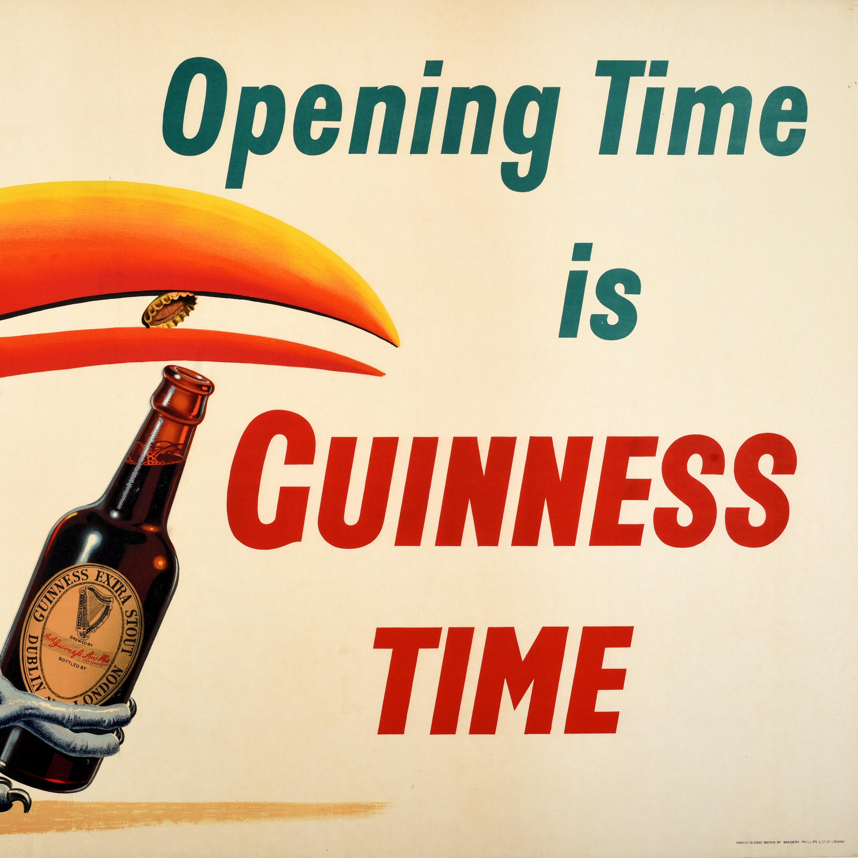 Original-Vintage-Werbeplakat für Getränke, Öffnungszeit für Guinness-Getränke im Zustand „Gut“ im Angebot in London, GB