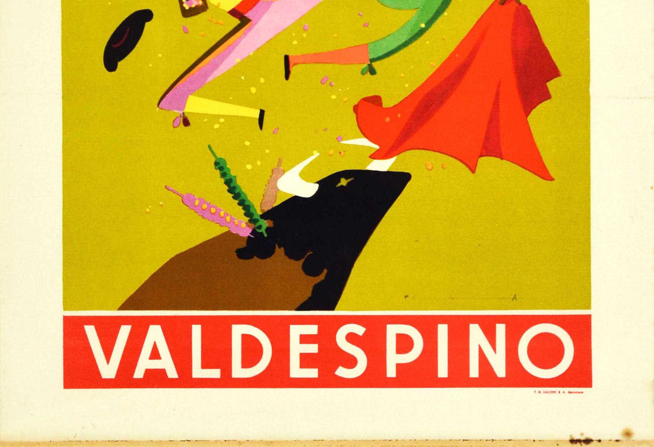 Original Vintage Drink Advertising Poster Sherry Wine Valdespino Matador Spain In Good Condition For Sale In London, GB