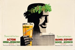 Original Vintage Drink Advertising Poster Swan Brewery Export Belgian Beer