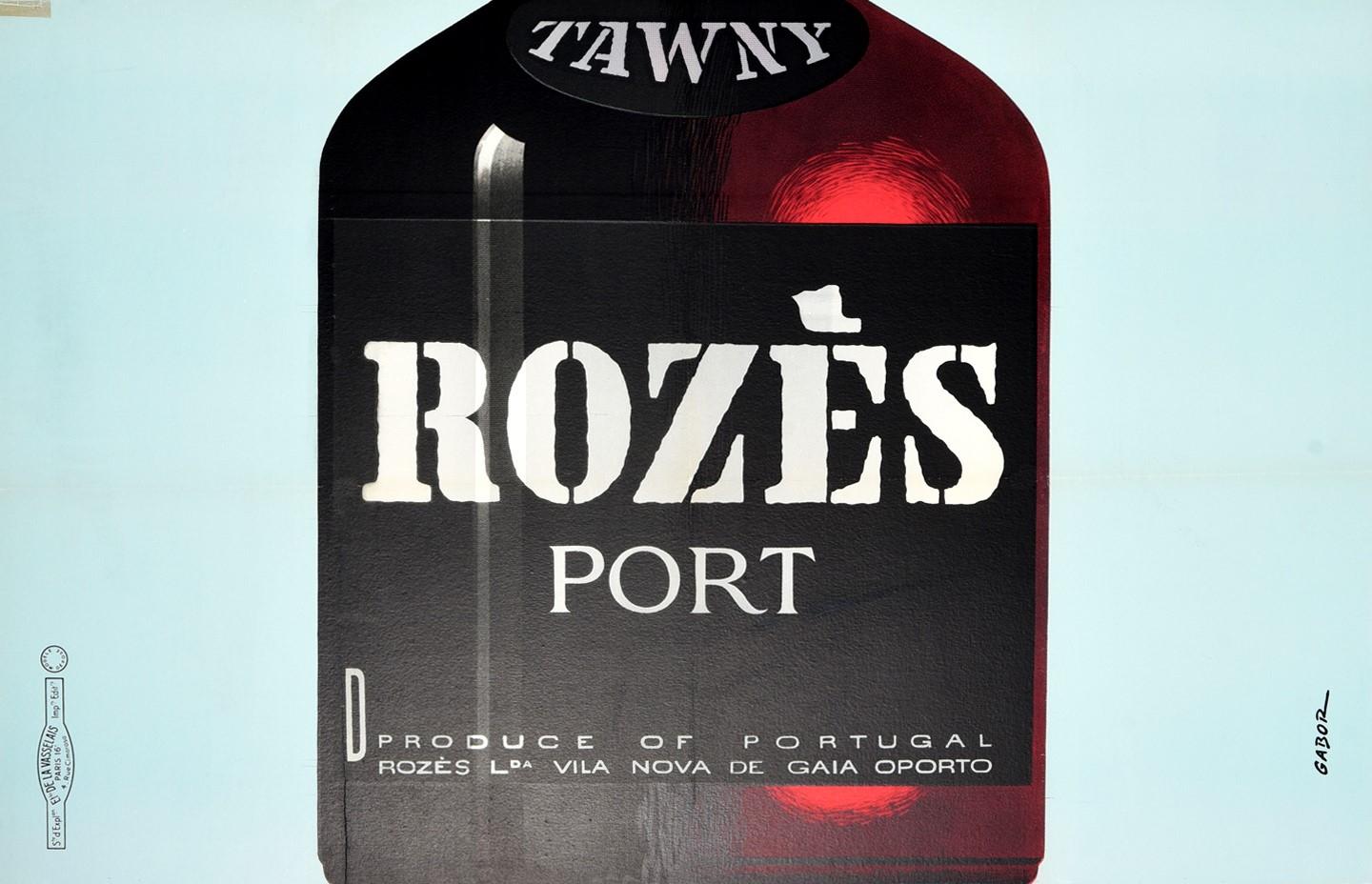 French Original Vintage Drink Advertising Poster Tawny Rozes Port Wine Portugal Oporto For Sale