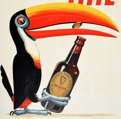 Original Vintage Drink Advertising Poster Toucan Opening Time Is Guinness Time