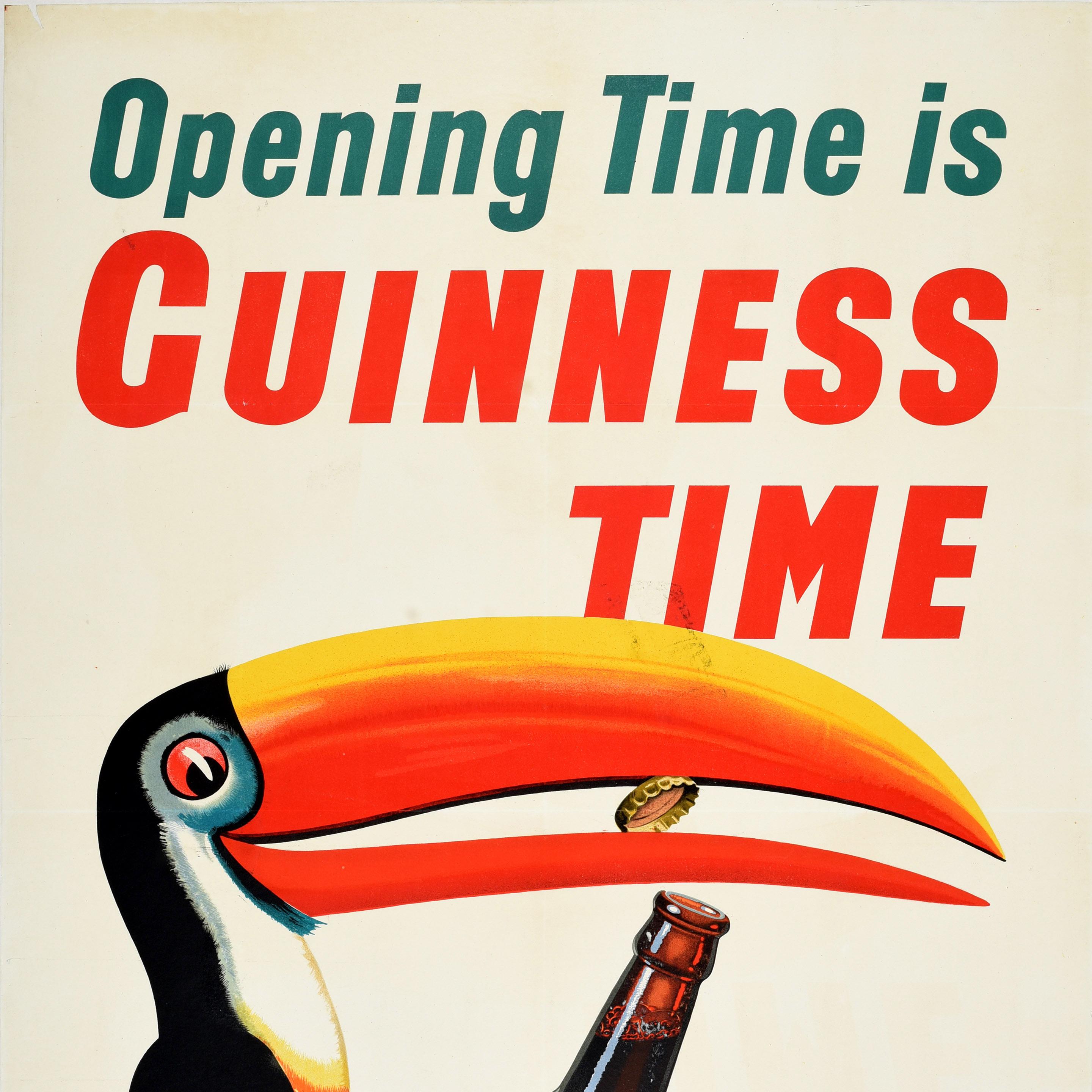 Original-Vintage-Werbeplakat für Getränke, „Toucan Opening Time Is Guinness Time“, Guinness Time (Britisch) im Angebot
