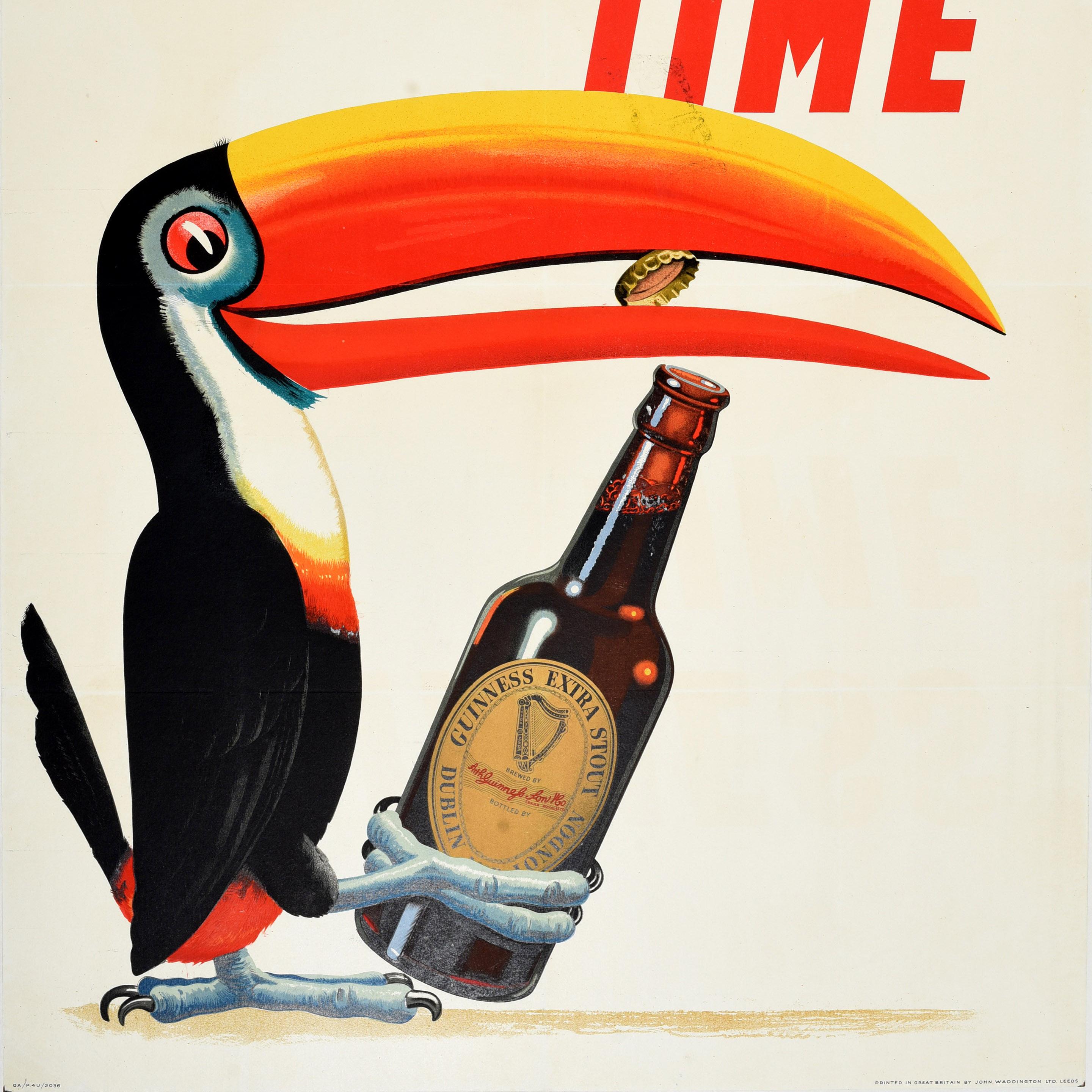 Original-Vintage-Werbeplakat für Getränke, „Toucan Opening Time Is Guinness Time“, Guinness Time im Zustand „Gut“ im Angebot in London, GB