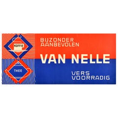 Original Vintage Drink Advertising Poster Van Nelle Coffee Tea Fresh In Stock