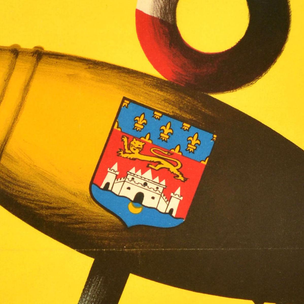 Original vintage drink advertising poster for Bordeaux wines of France - vins de Bordeaux le monde entier les apprecie, vous aussi / Bordeaux wines The whole world appreciates them, you too - featuring a bright and colourful design by the French