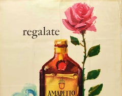 Original Vintage Drink Poster Amaretto Di Saronno Liquor Gift Advertising Design