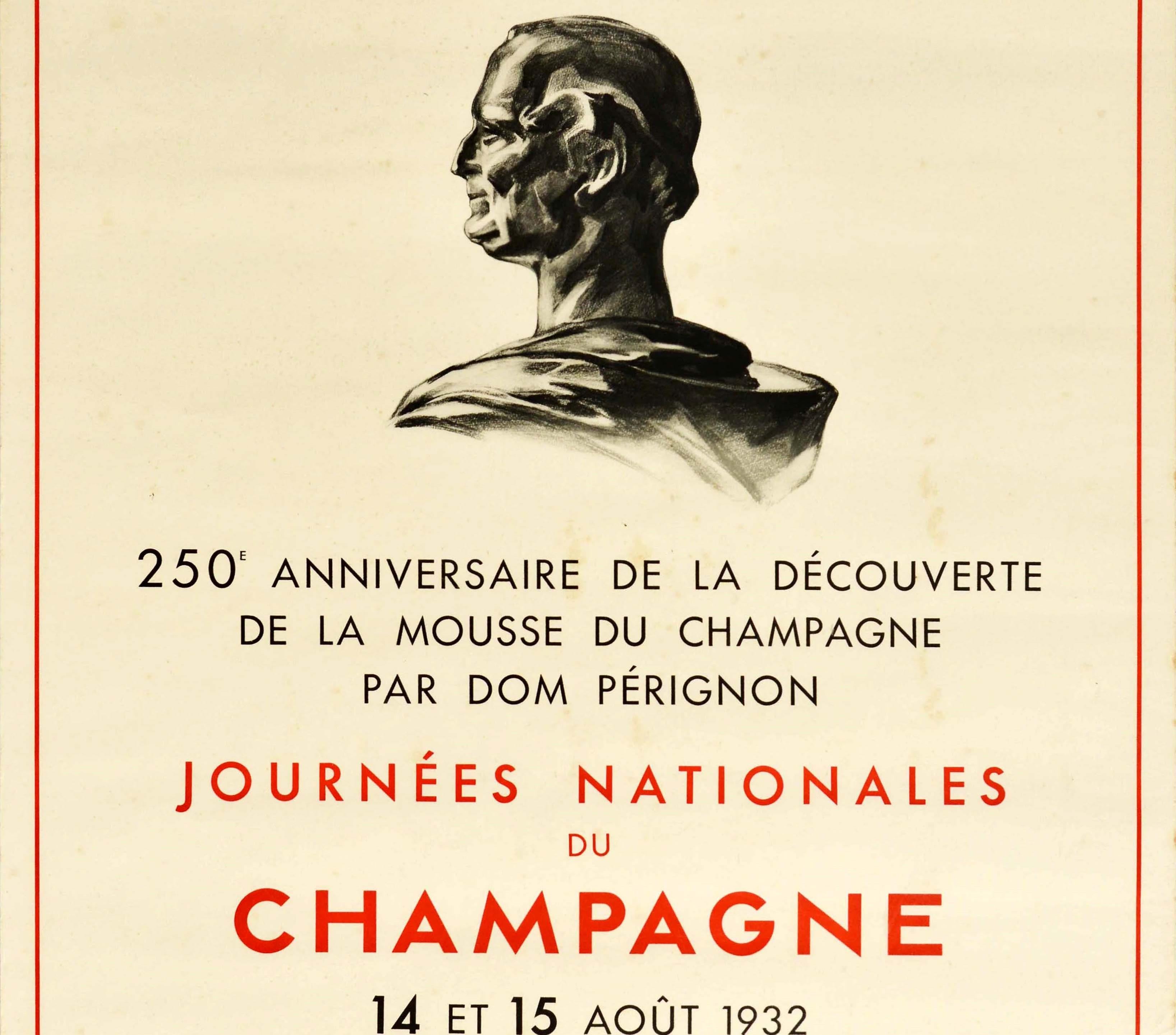 Français Affiche rétro originale pour le 250e anniversaire du champagne Dom Pérignon, Vin français en vente