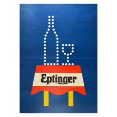 Original Vintage Drink Poster Eptinger Natural Mineral Water Graphic Design Art