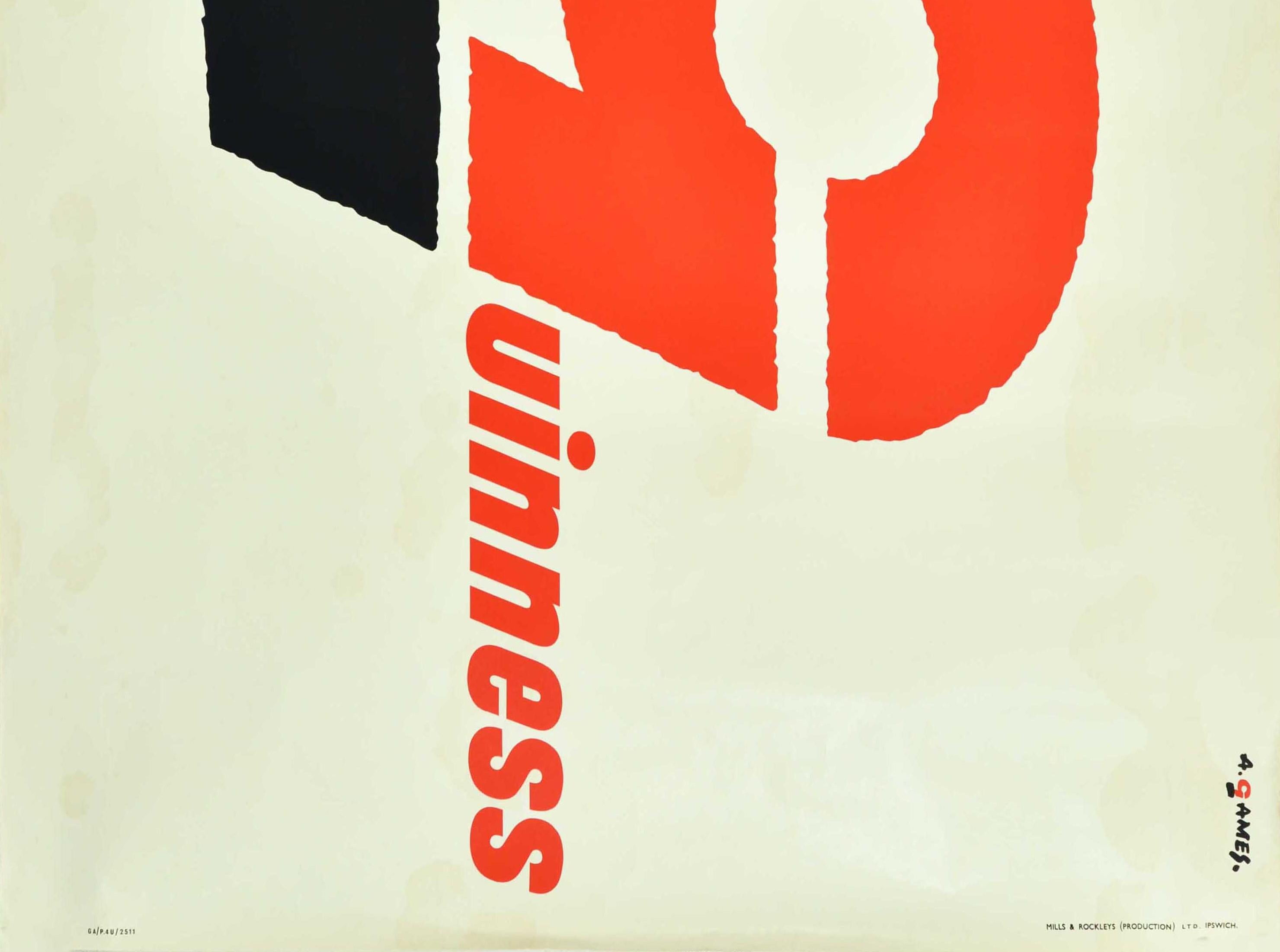 Britannique Affiche vintage d'origine Guinness 5 million Daily Pint Glass Typographie Art en vente