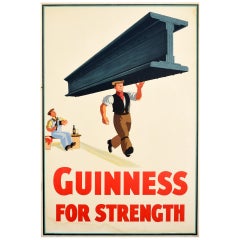 Original Used Drink Poster Guinness For Strength Steel Beam Design Stout Beer