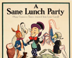 Original Vintage Drink Poster Guinness Time Alice In Wonderland Sane Lunch Party