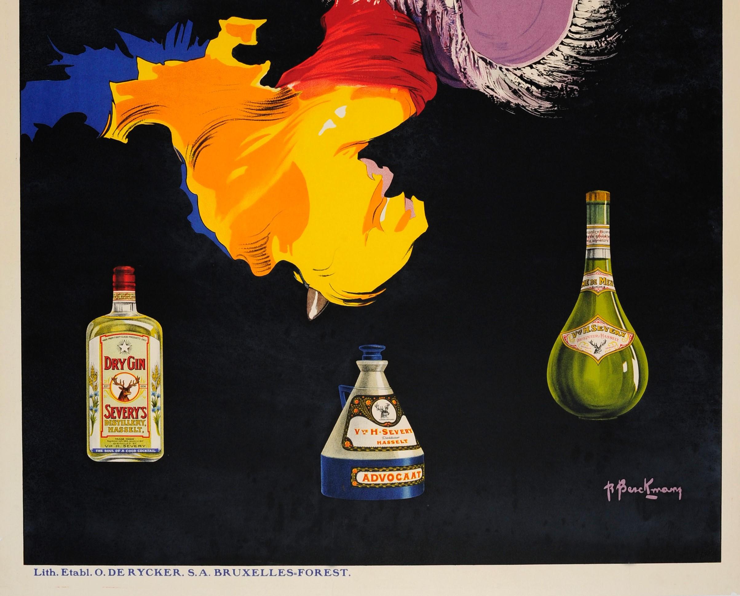 Affiche rétro originale pour les boissons, Liqueurs Severy, Gin Creme De Menthe Dancer, par Hasselt Bon état - En vente à London, GB