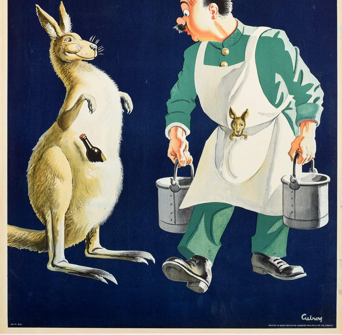 kangaroo drinking beer