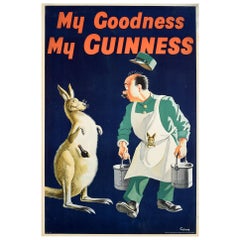 Original-Vintage-Getränkeplakat „My Goodness My Guinness Kangaroo“