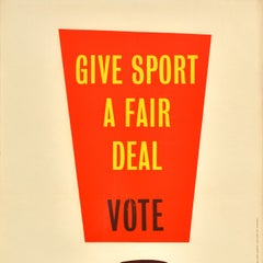 Original Vintage Election Propaganda Poster Give Sport Fair Deal Labour Party