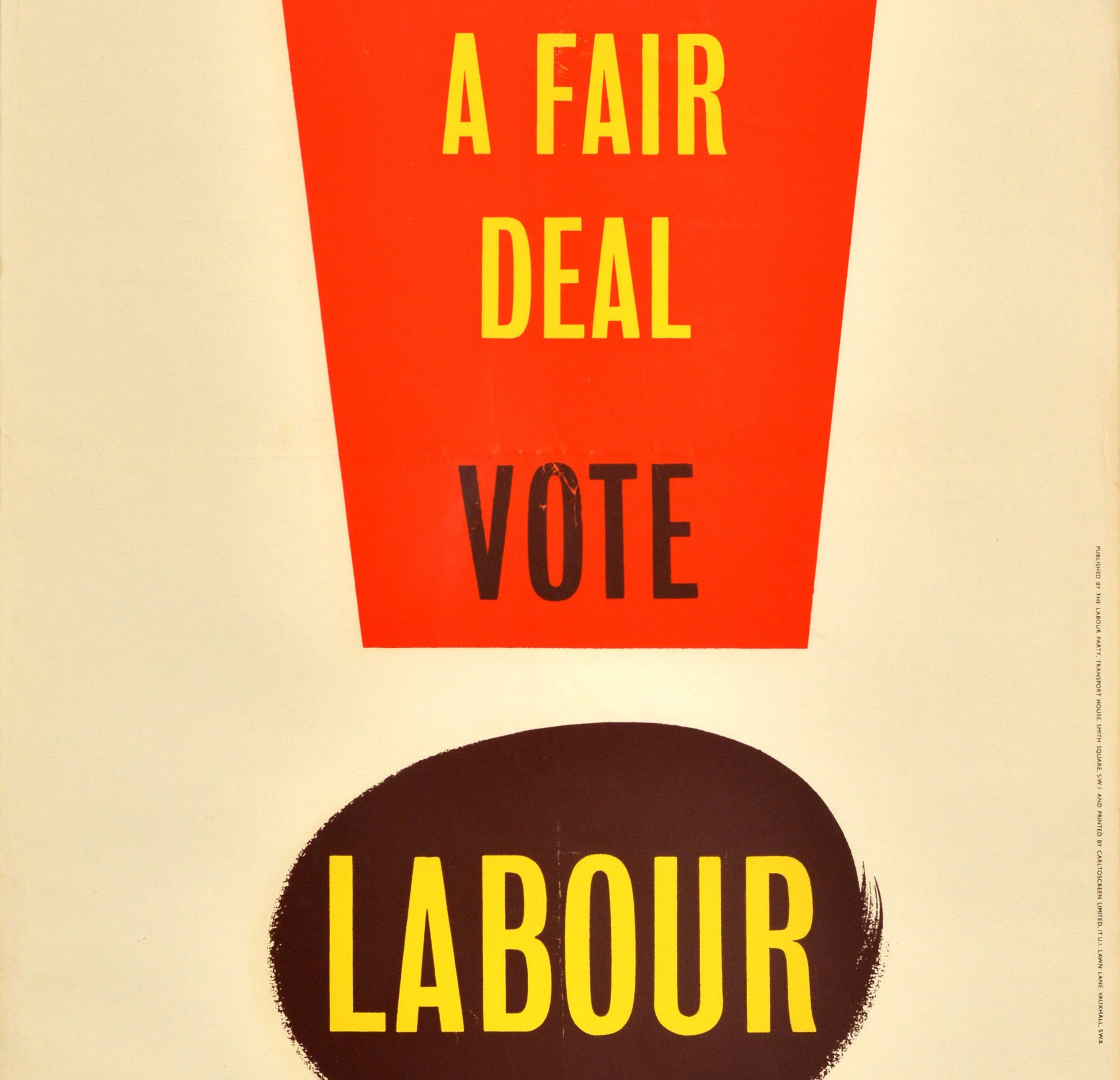 British Original Vintage Election Propaganda Poster Give Sport Fair Deal Labour Party For Sale