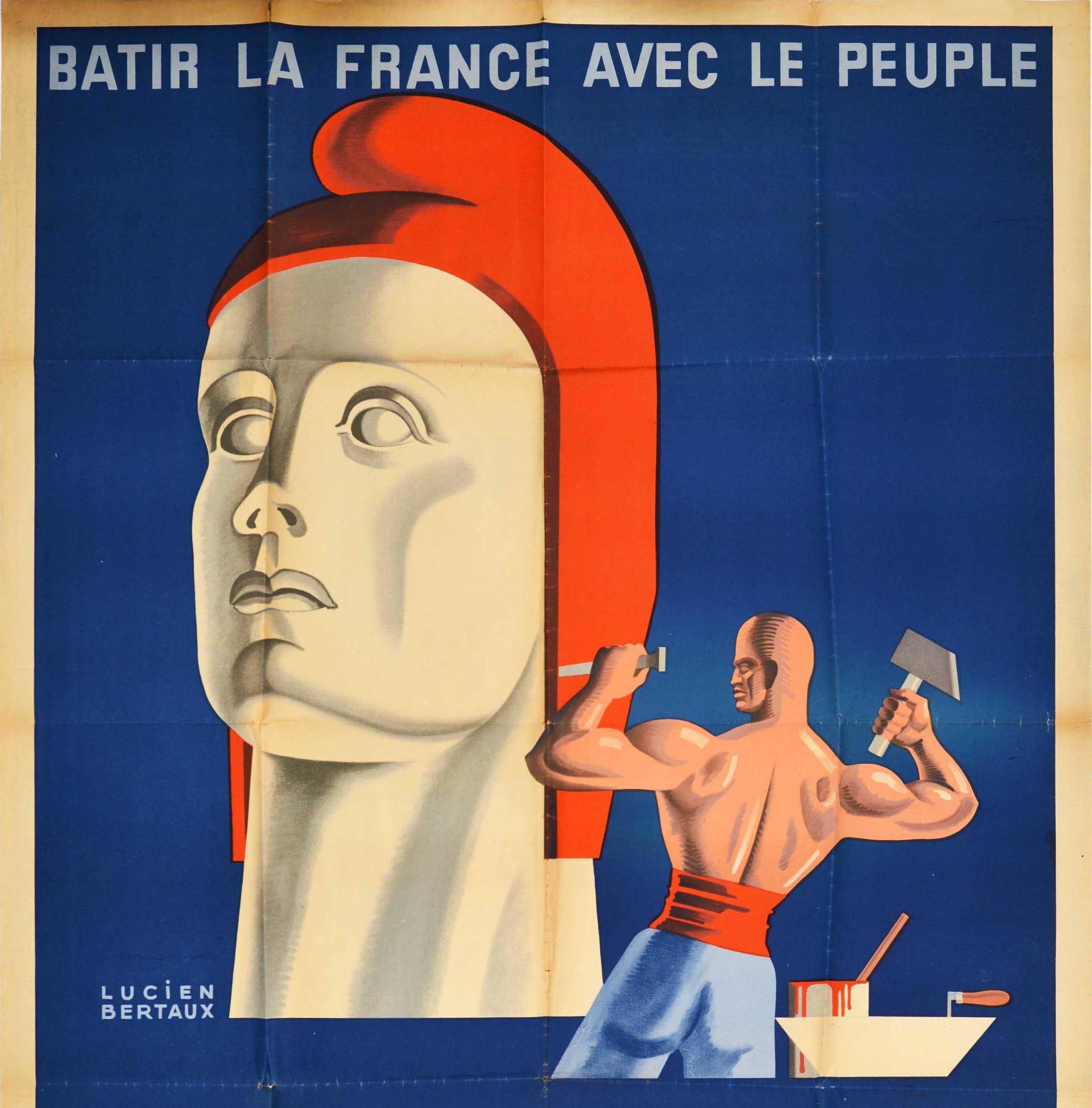 Français Affiche rétro originale de propagande aux élections Marianne Liberty, MRP, Art républicain en vente