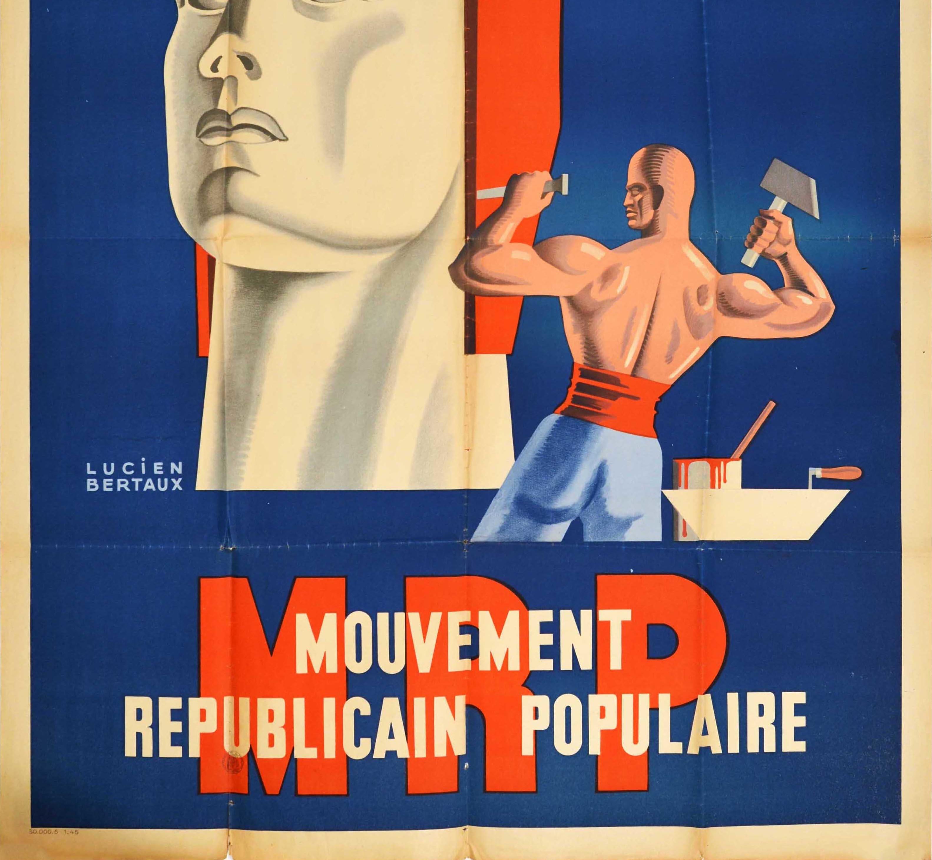 Affiche rétro originale de propagande aux élections Marianne Liberty, MRP, Art républicain État moyen - En vente à London, GB