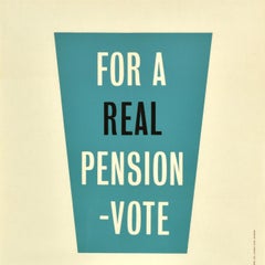 Original Vintage Election Propaganda Poster Real Pension Vote Labour Party UK