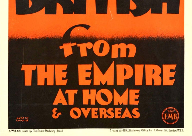 Original Vintage Empire Marketing Board Poster Buy British Trade Home & Overseas In Good Condition For Sale In London, GB
