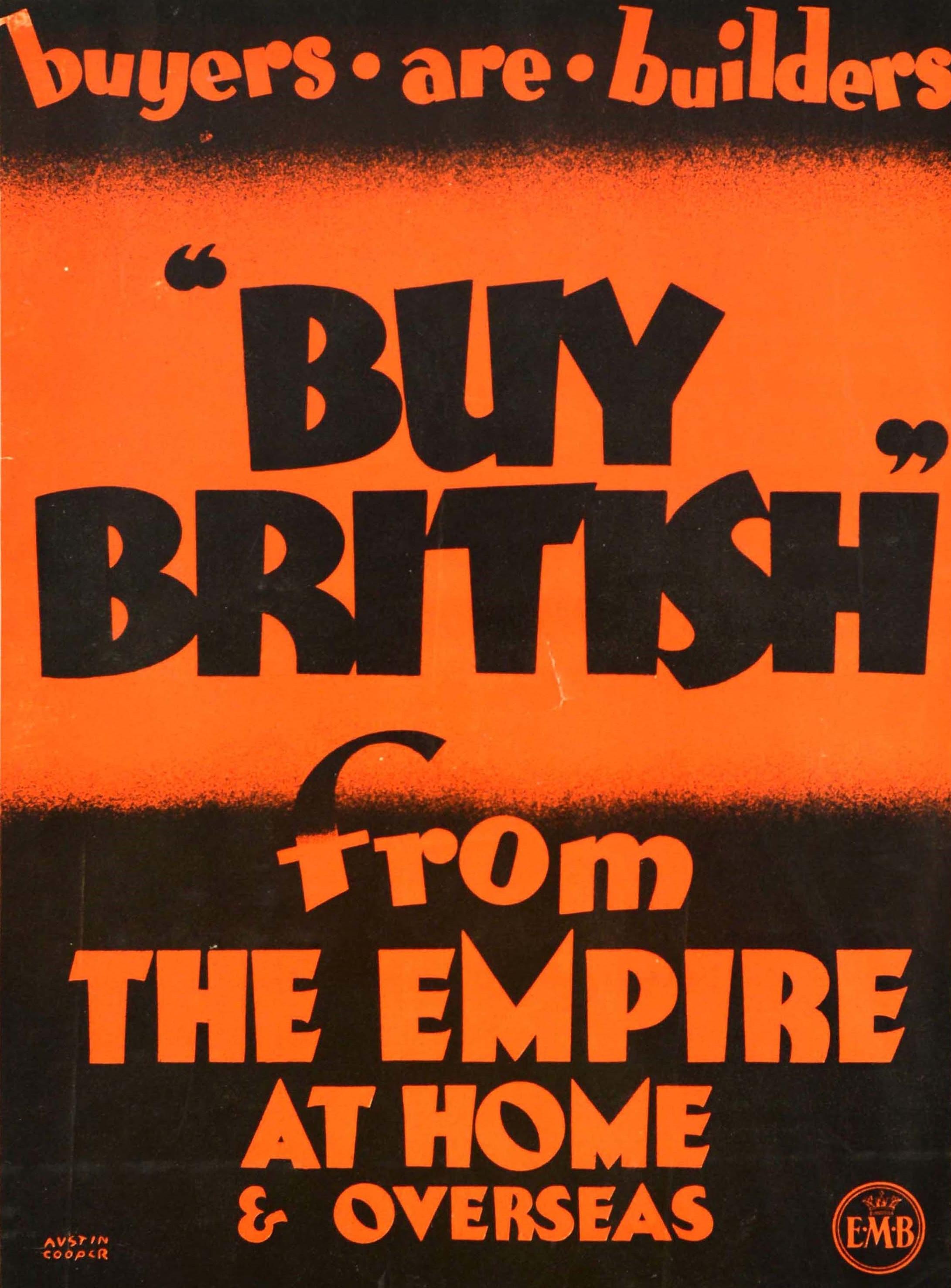 Original Vintage Empire Marketing Board Poster Buy British Trade Home & Overseas In Good Condition In London, GB
