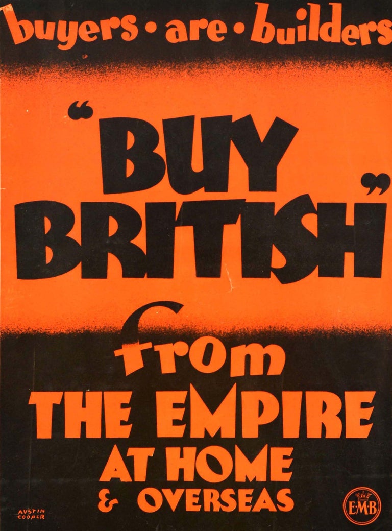 Mid-20th Century Original Vintage Empire Marketing Board Poster Buy British Trade Home & Overseas For Sale