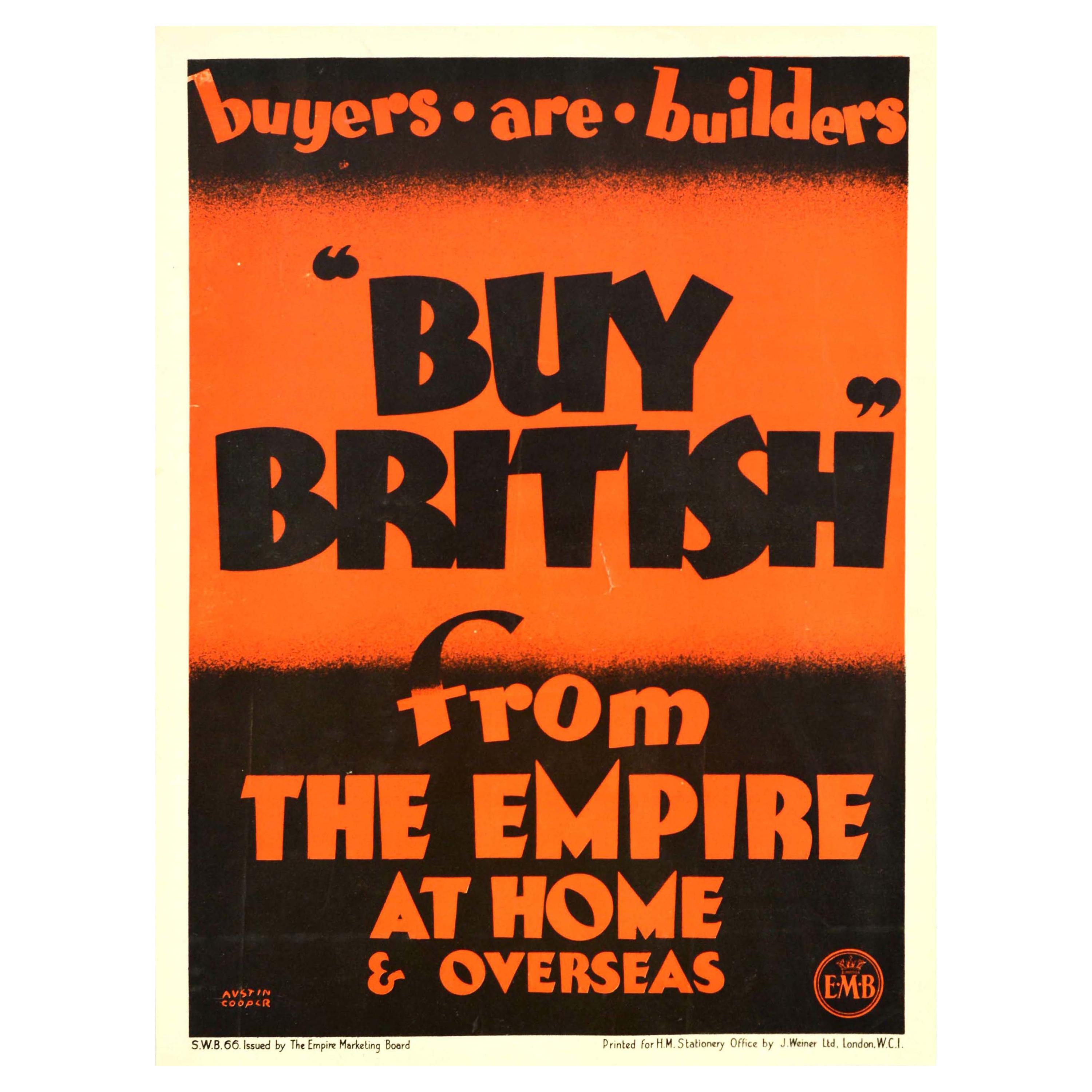 Original Vintage Empire Marketing Board Poster Buy British Trade Home & Overseas