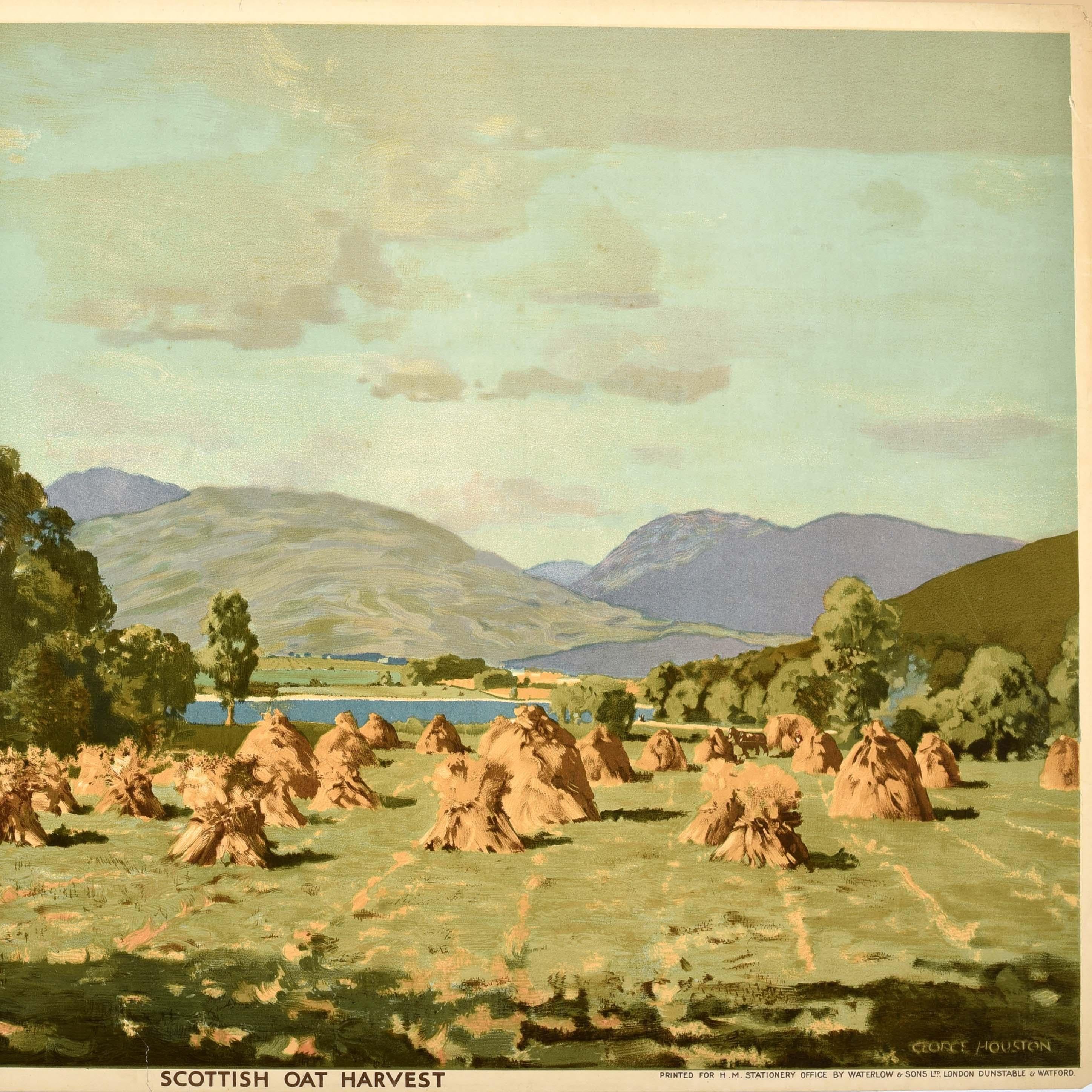 Original Vintage Empire Marketing Board Scottish Oat Harvest George Houston EMB Bon état - En vente à London, GB