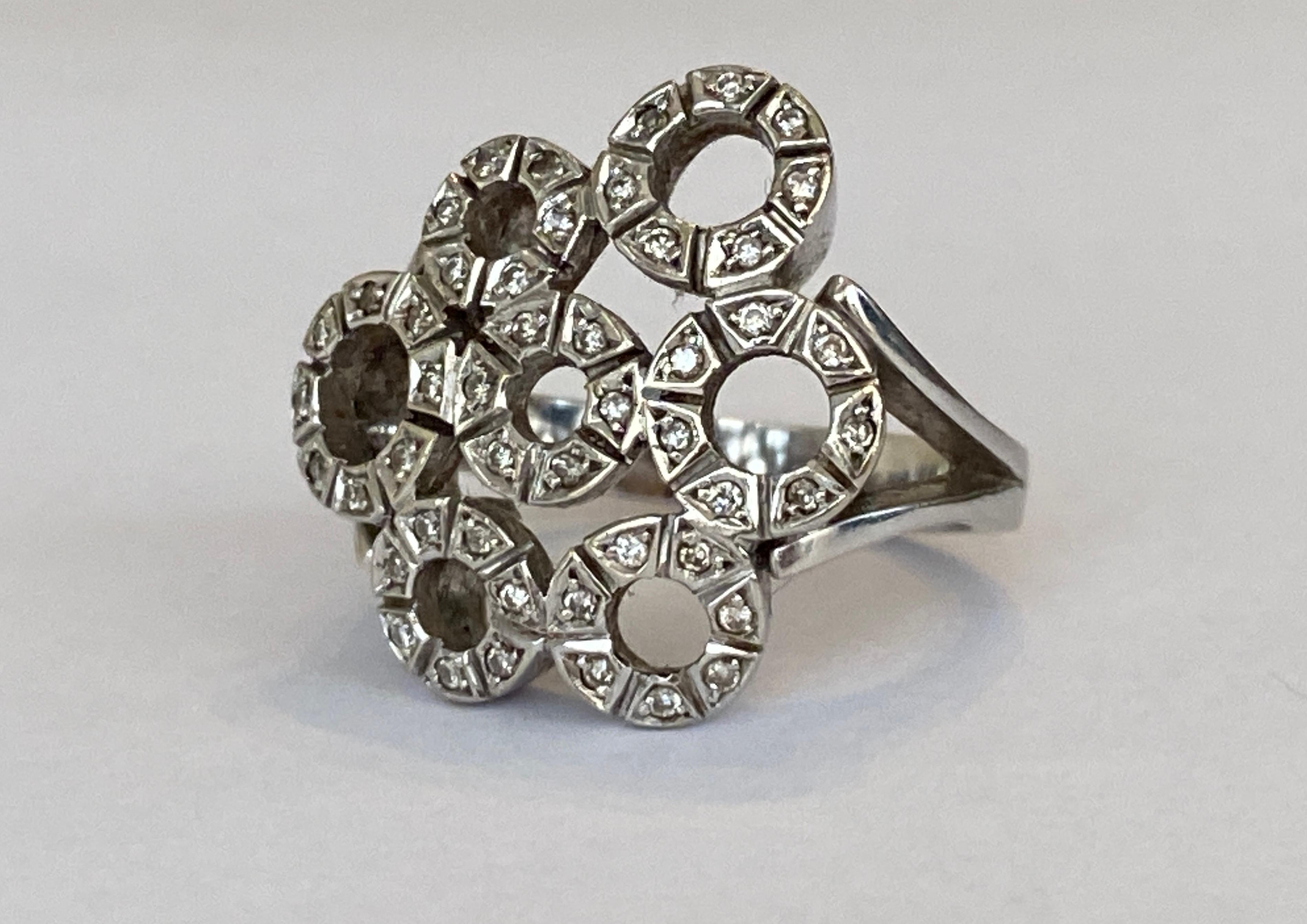 Men's Original Vintage  England Platinum Cocktail Ring with Diamonds  For Sale
