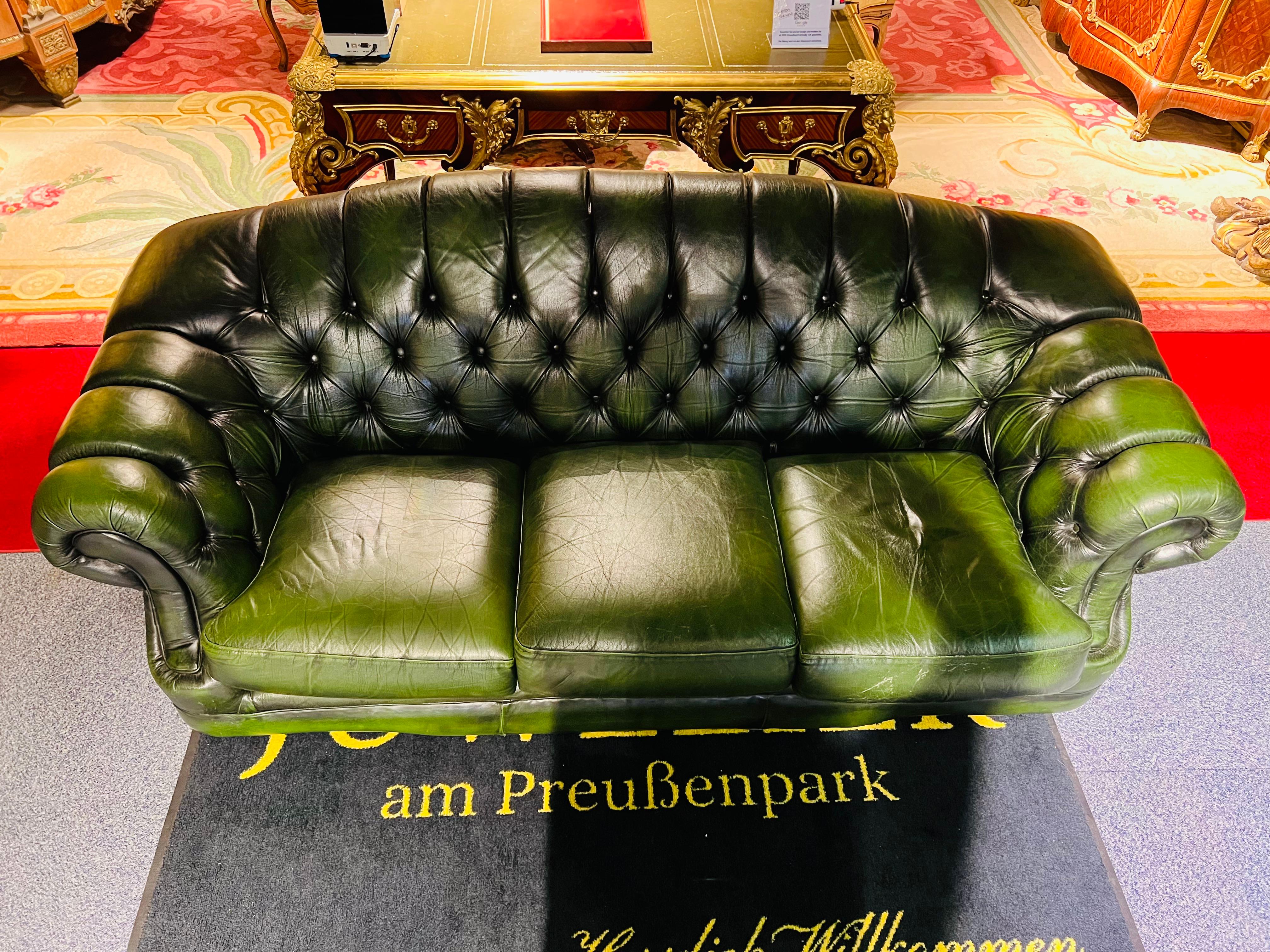 green leather couch