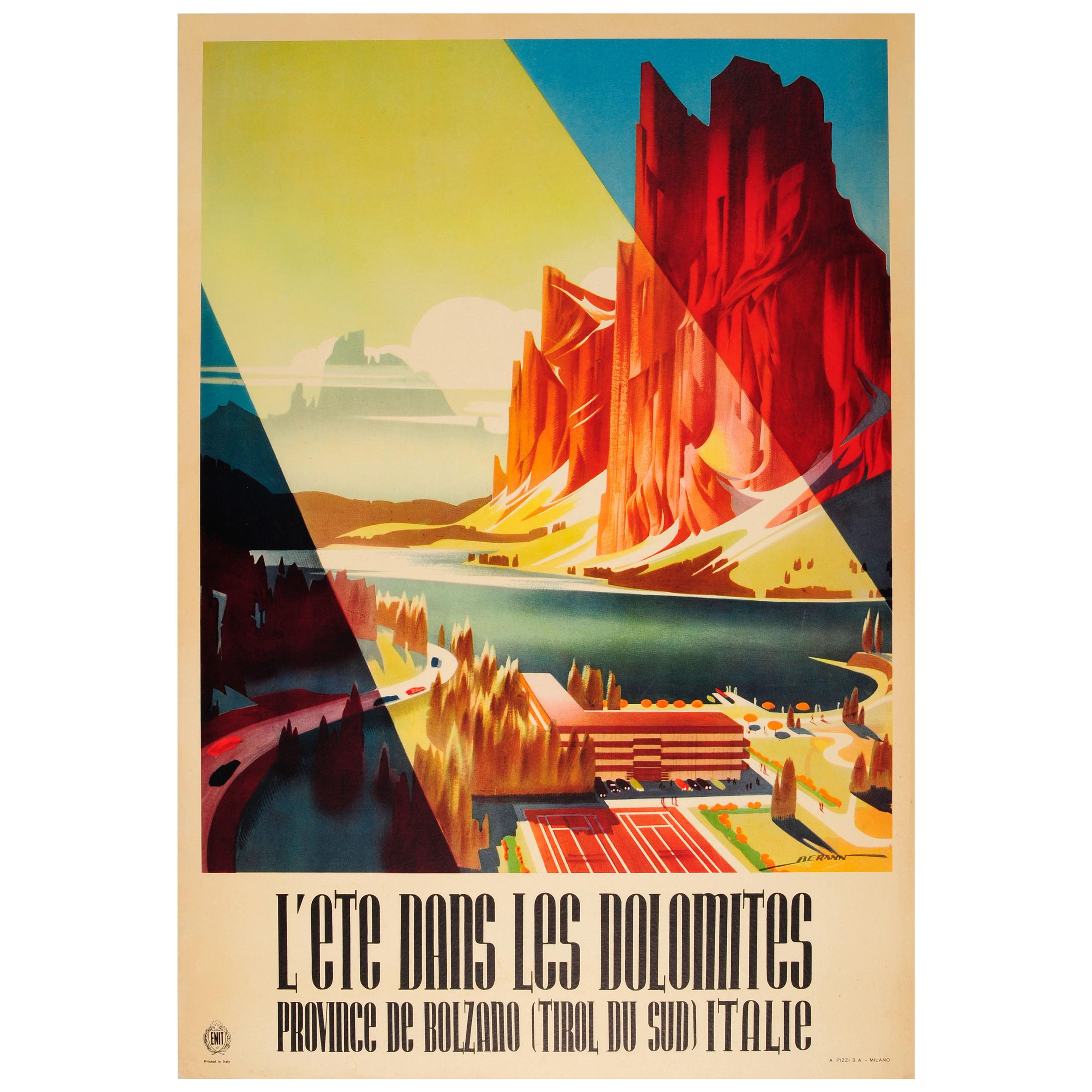 Original Vintage Enit Summer Travel Poster for the Dolomites Bolzano Tyrol  Italy at 1stDibs