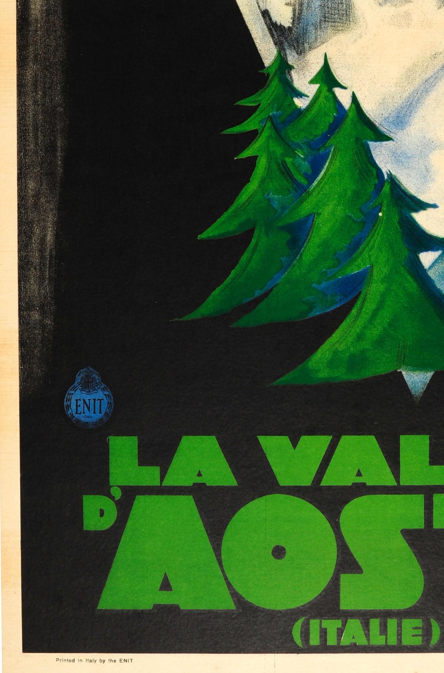 Italian Original Vintage ENIT Travel Poster For The Aosta Valley Italy La Vallee d'Aoste