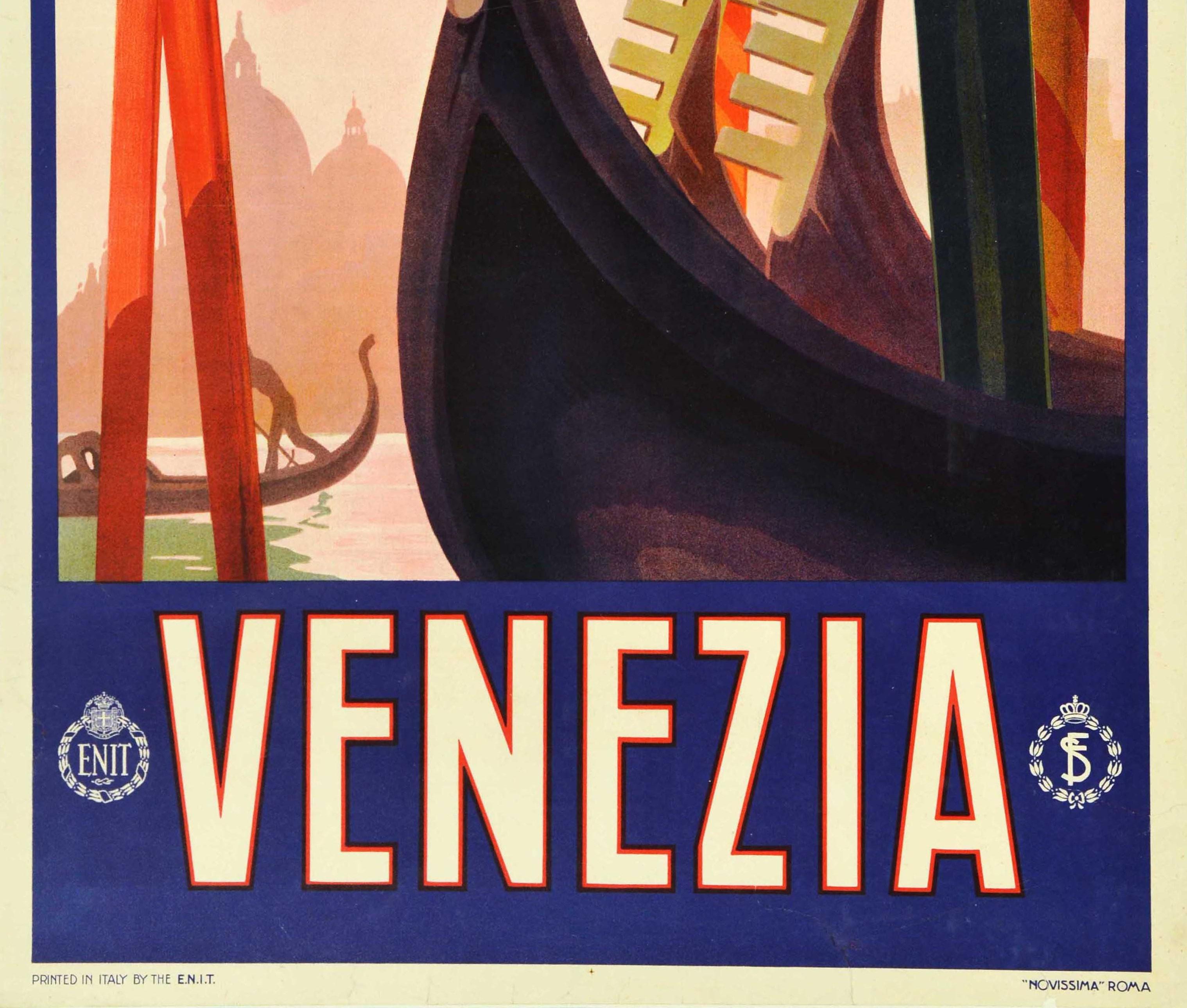 Italian Original Vintage ENIT Travel Poster Venezia Venice Italy Grand Canal Gondola Art