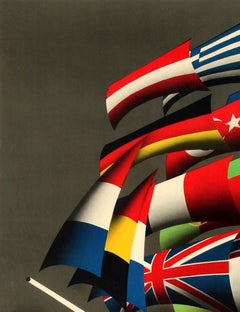 Original Vintage ERP Marshall Plan Poster - Europe All Our Colours To The Mast