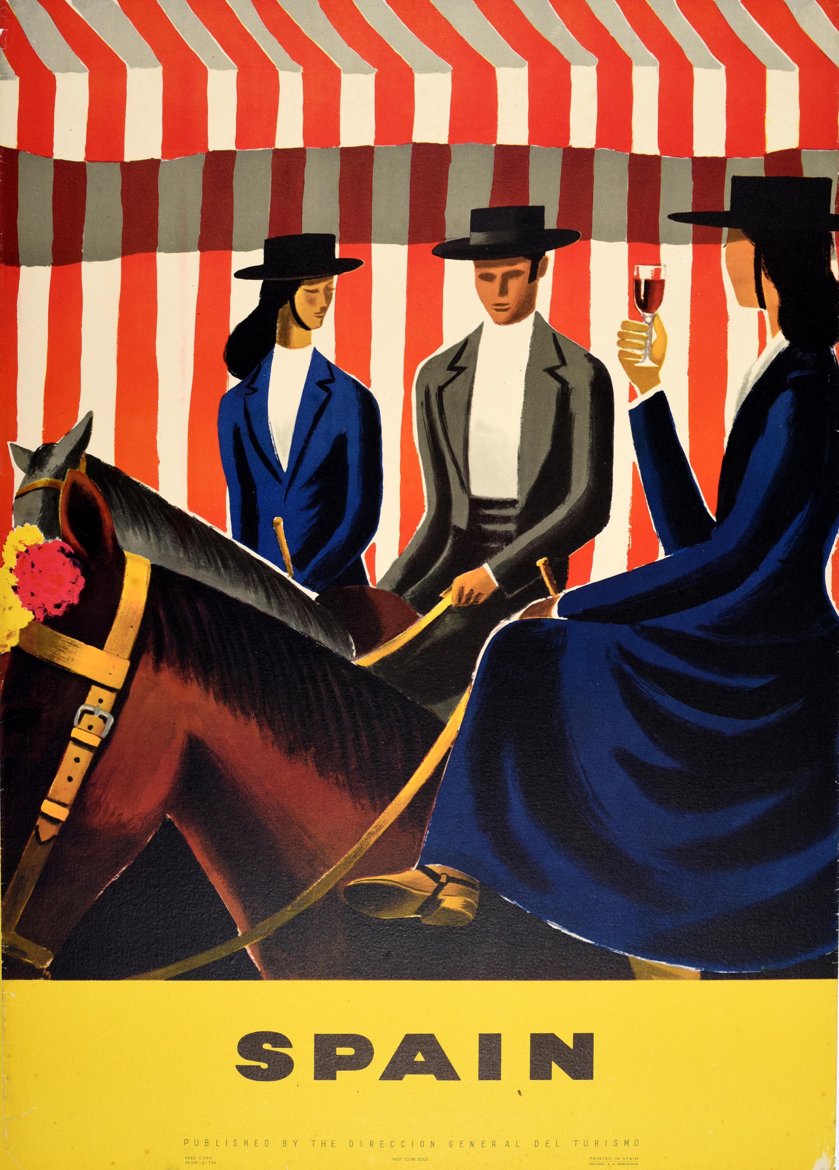 Poster di viaggio originale d'epoca per l'Europa Spagna Guy Georget Equitazione Espana In condizioni buone in vendita a London, GB