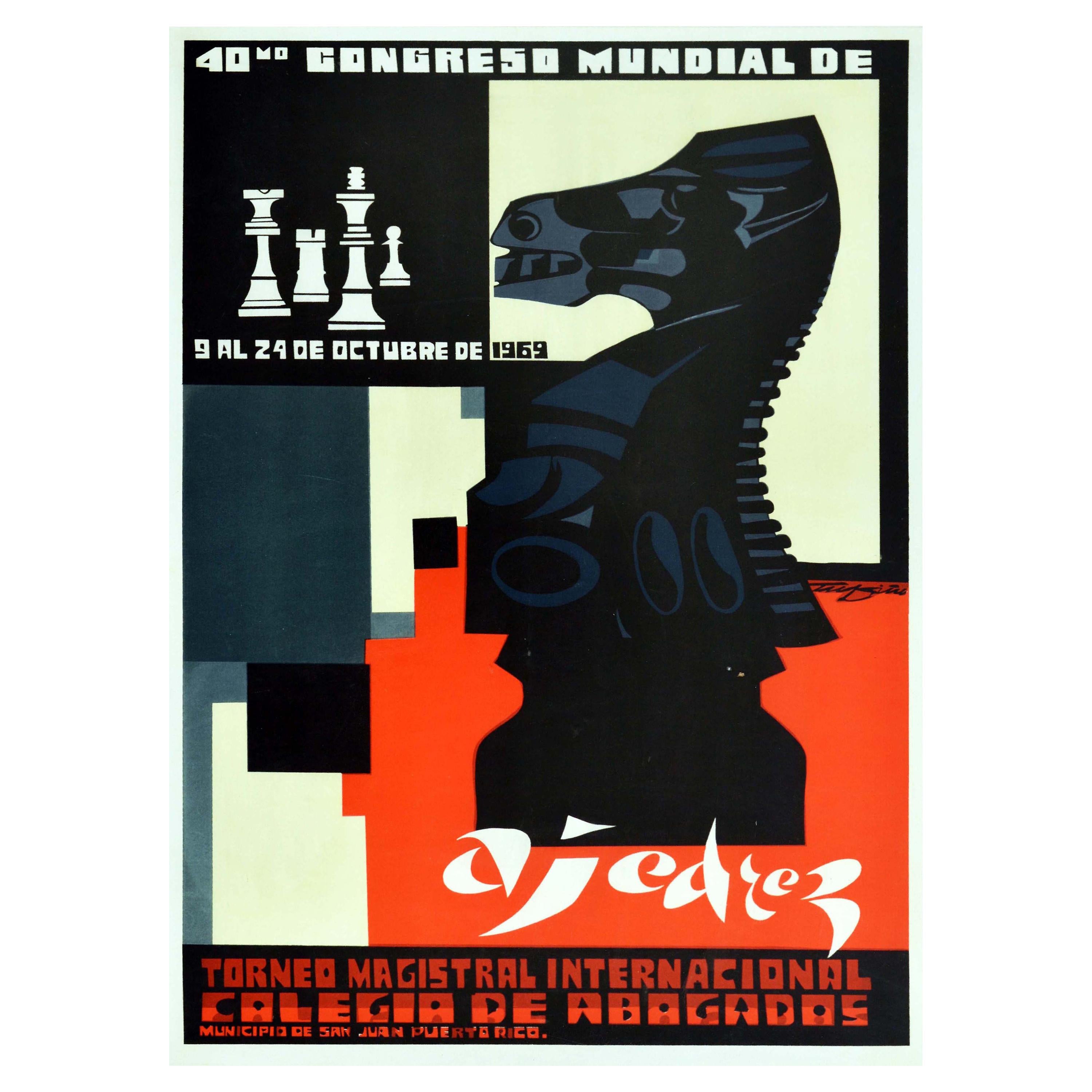 Original Vintage Event Poster World Chess Master Tournament San Juan Puerto  Rico For Sale at 1stDibs | chess poster, vintage event posters, chess  posters