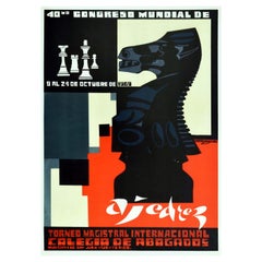 Original Vintage Event Poster World Chess Master Tournament San Juan Puerto Rico