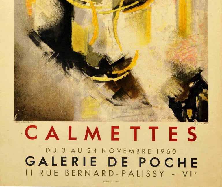 Original Vintage Exhibition Poster Abstract Artist JM Calmettes Galerie