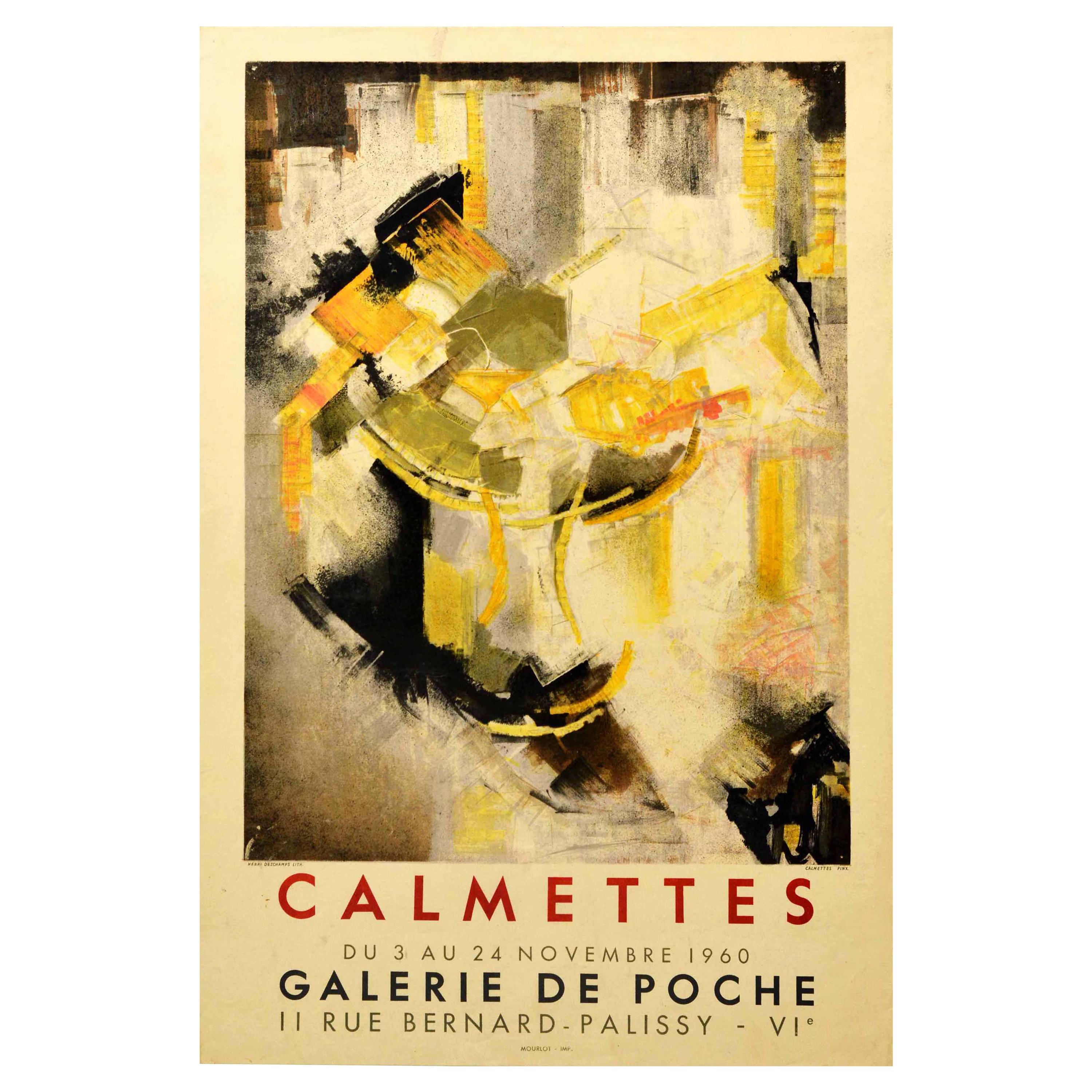 Original Vintage Exhibition Poster Abstract Artist JM Calmettes Galerie De Poche