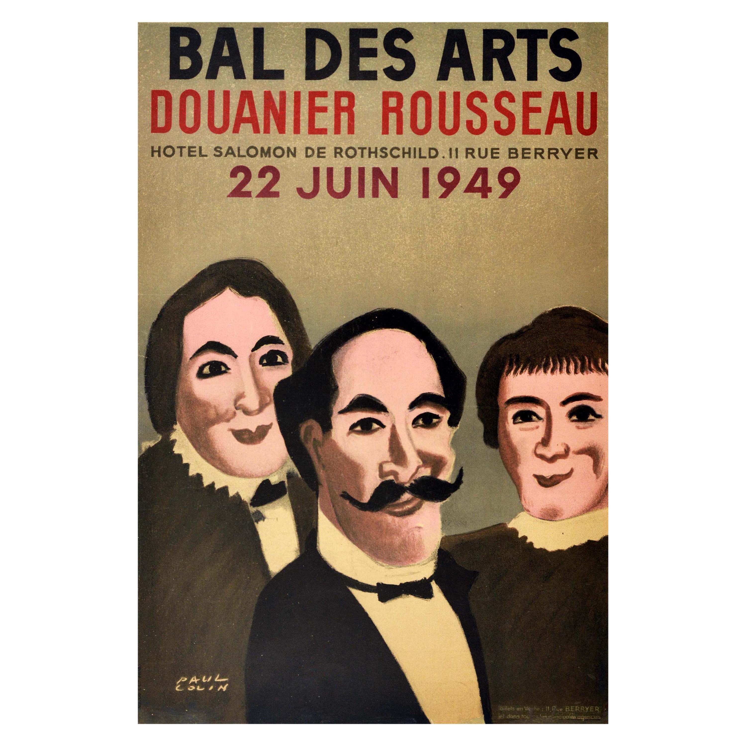 Affiche rétro originale Bal des Arts, Douanier Rousseau, Artiste naïf