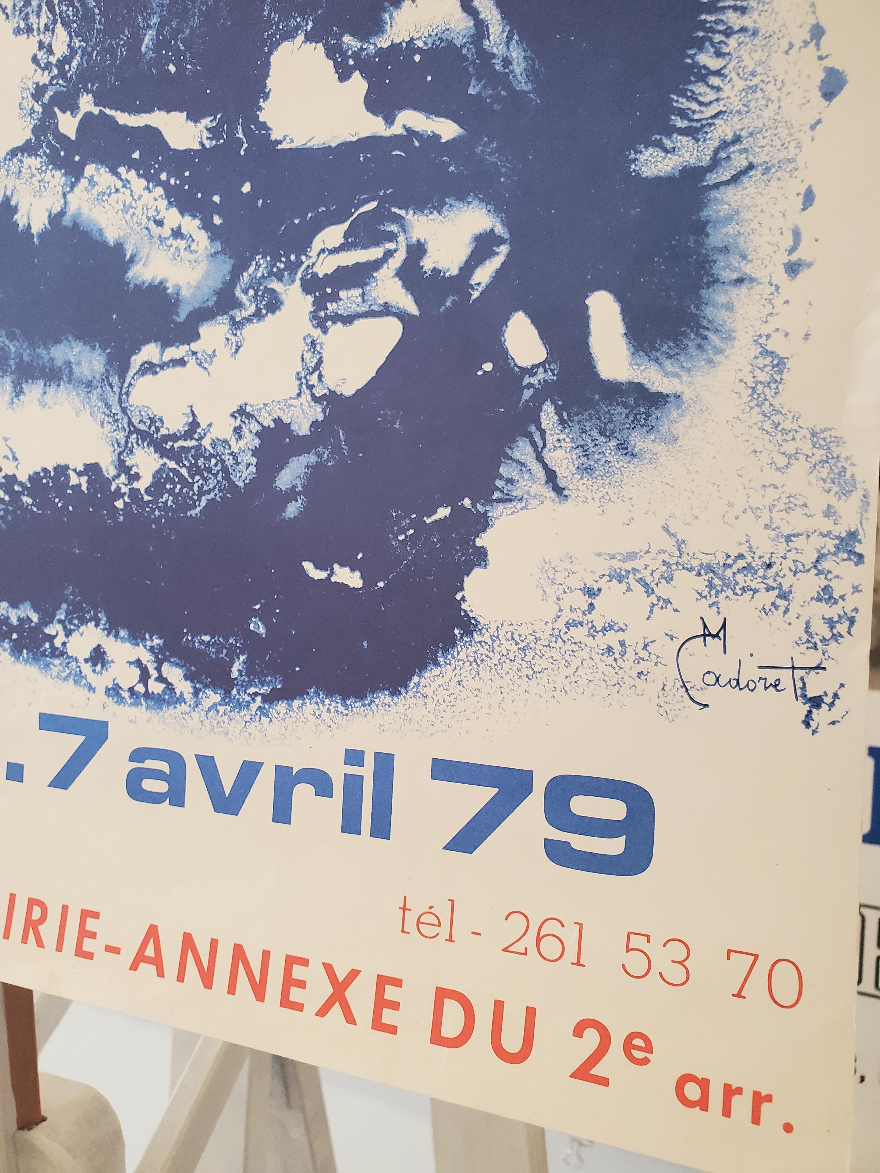 Mid-Century Modern Original Vintage Exhibition Poster, Caroret, 'Ville De Paris' Circa 1970 For Sale